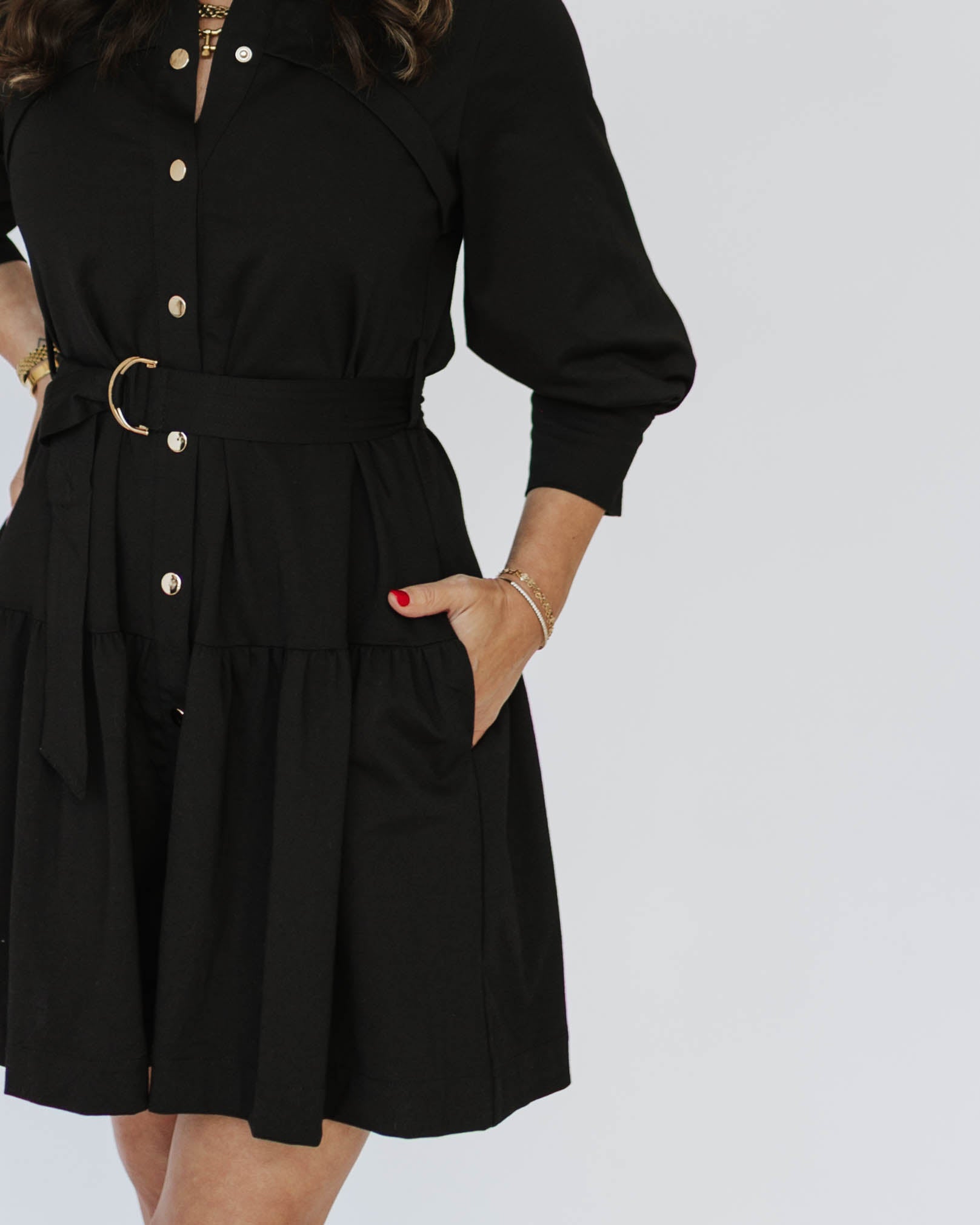 Black Long Sleeve Mini Dress