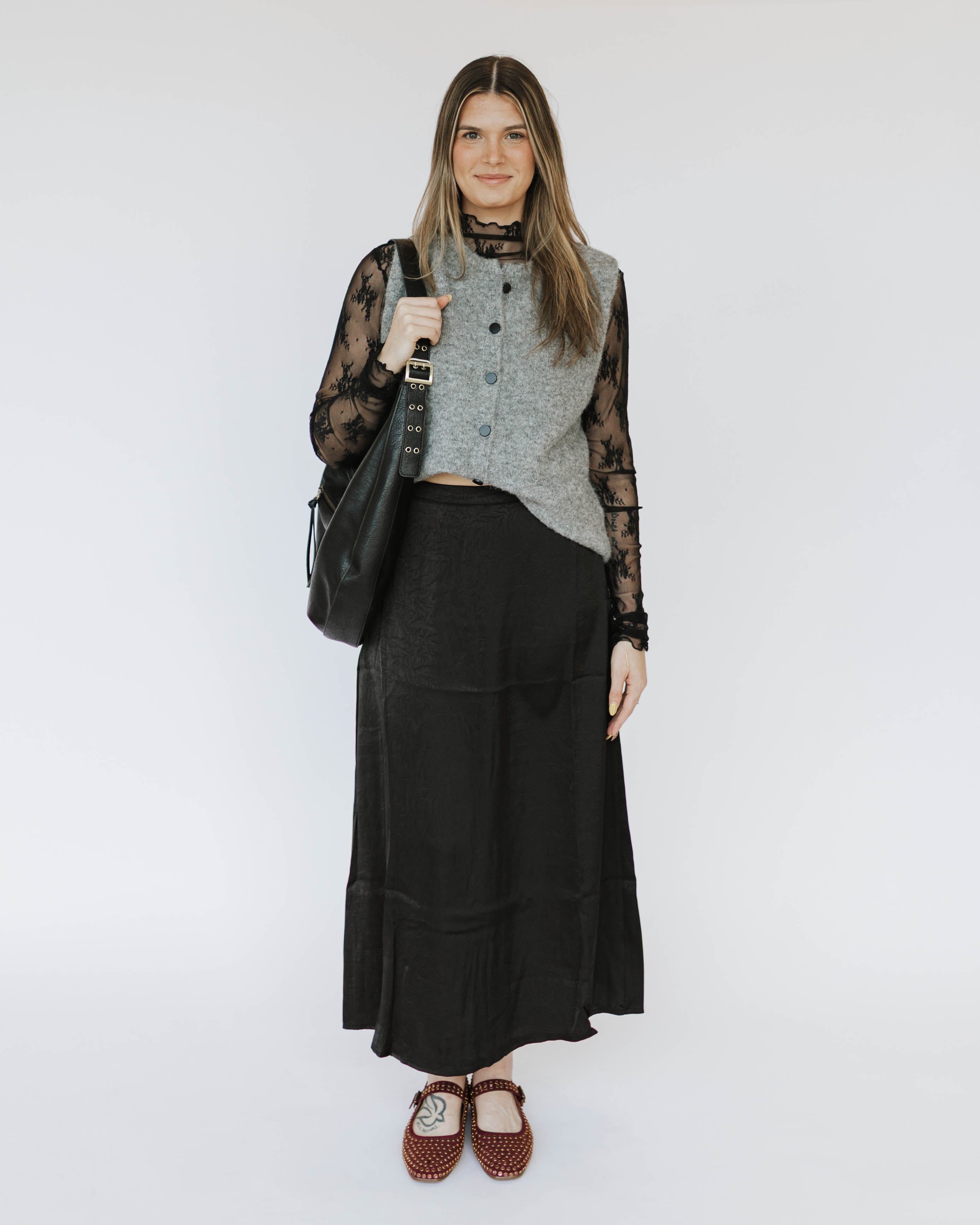 Mock Neck Lace Long Sleeve
