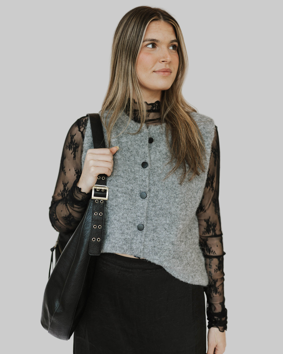 Mock Neck Lace Long Sleeve