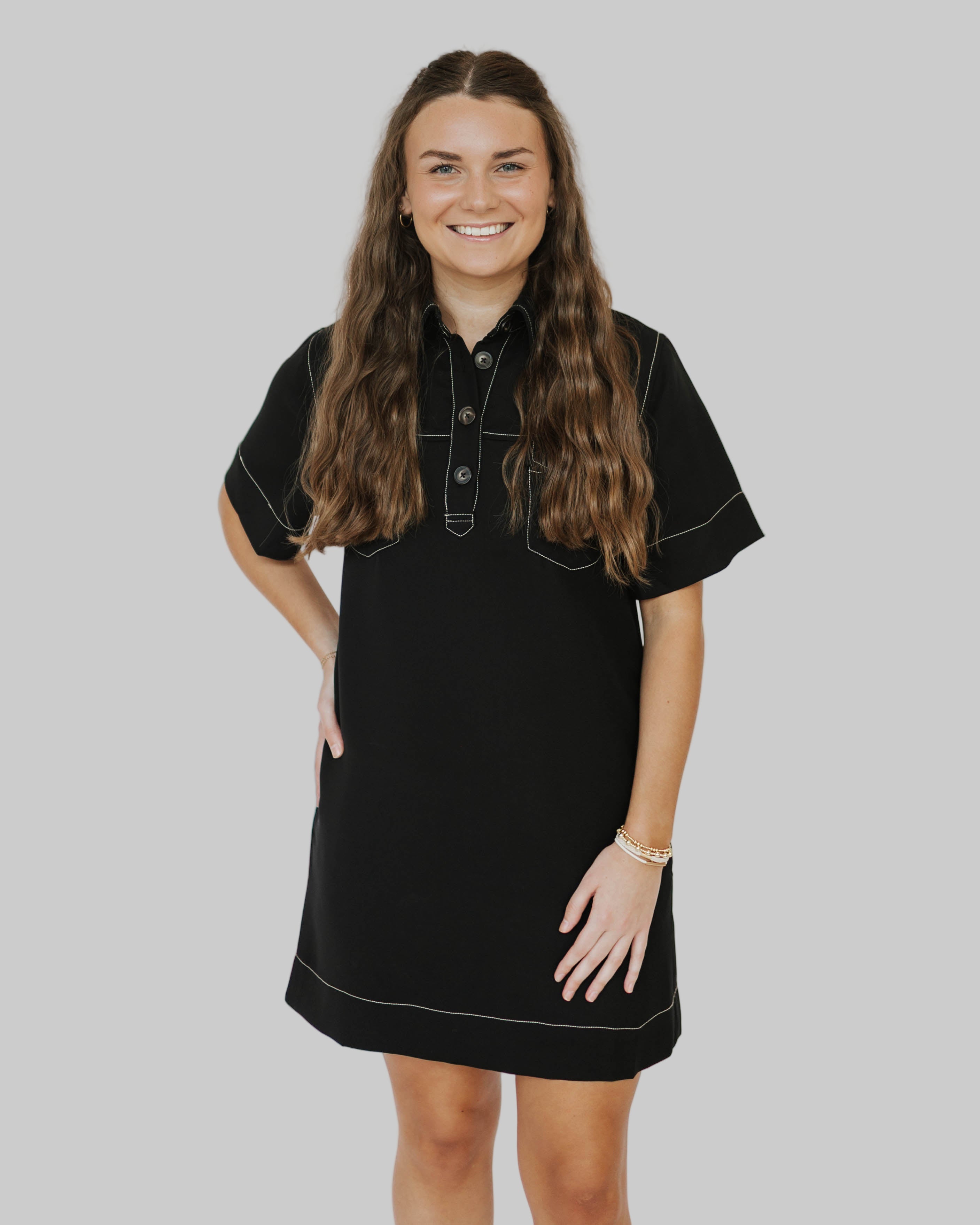 Short Sleeved Collared Dress
