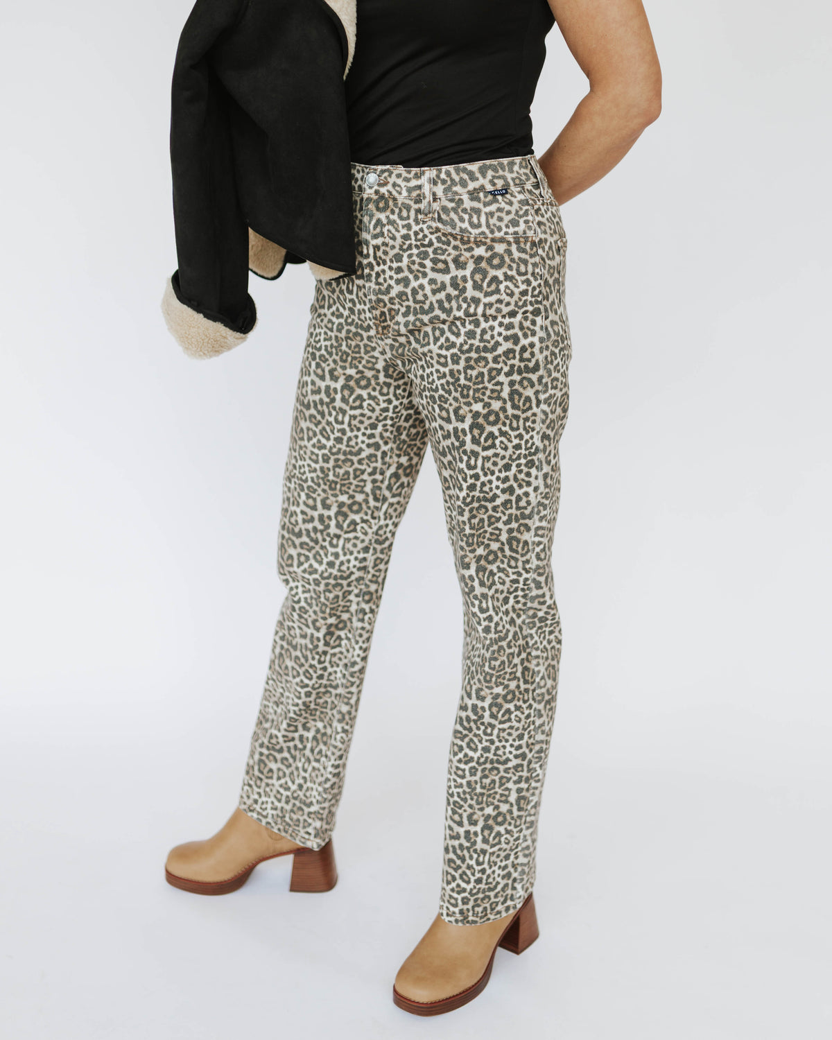 Cello Leopard Super High Rise Dad Jean