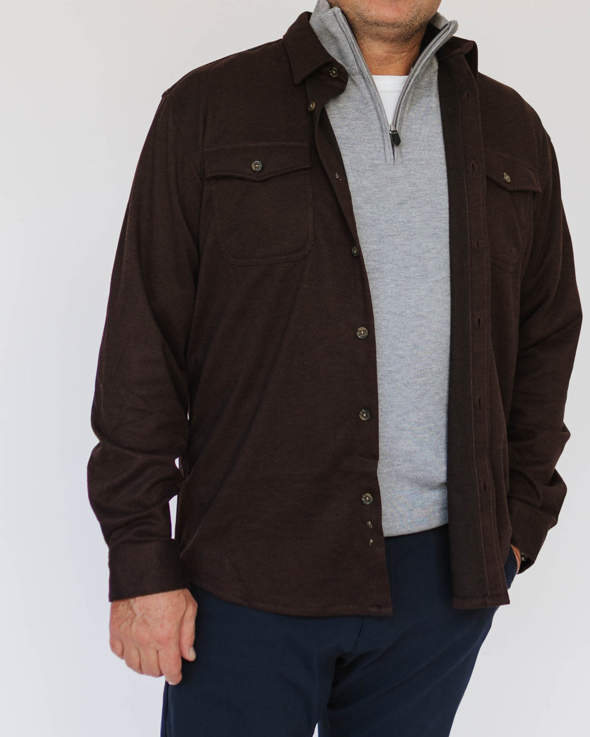 Long Sleeve Knit Flannel Shirt