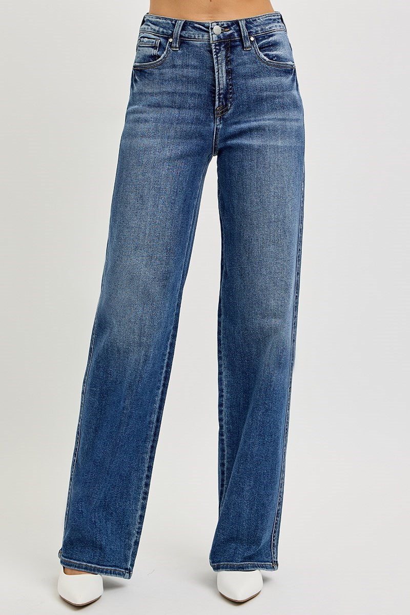 Risen Tummy Control High Rise Wide Baggy Jeans