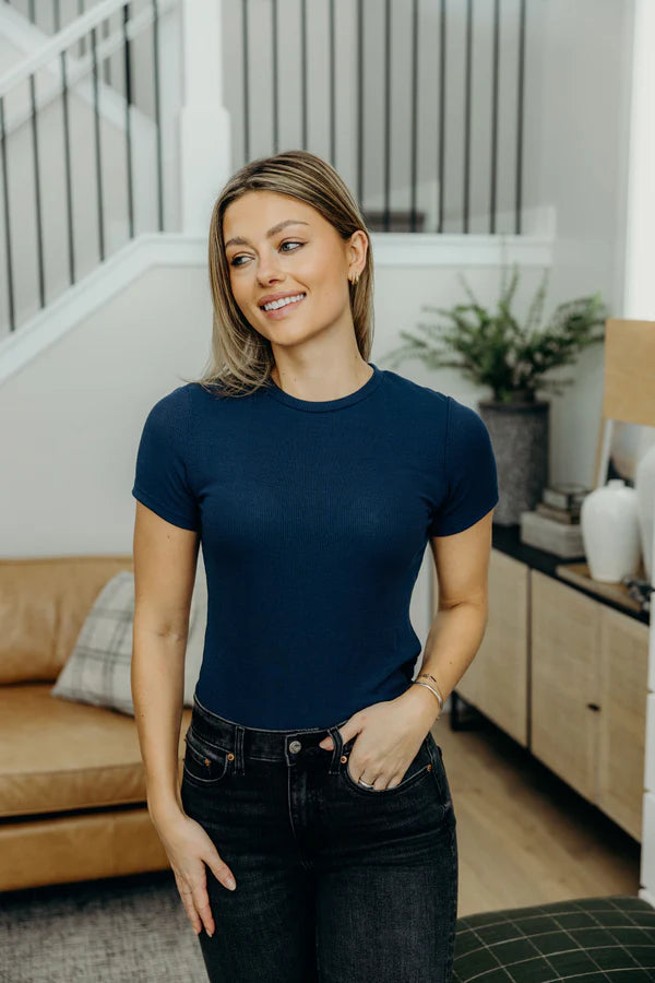 Short Sleeve Ribbed Tee