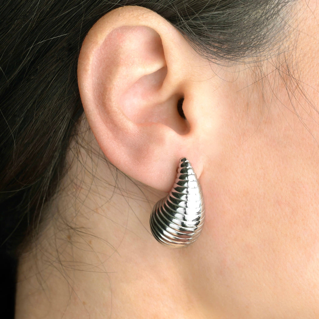 Chunky Hollow Drop Earrings- Lightweight Tear Drop Studs