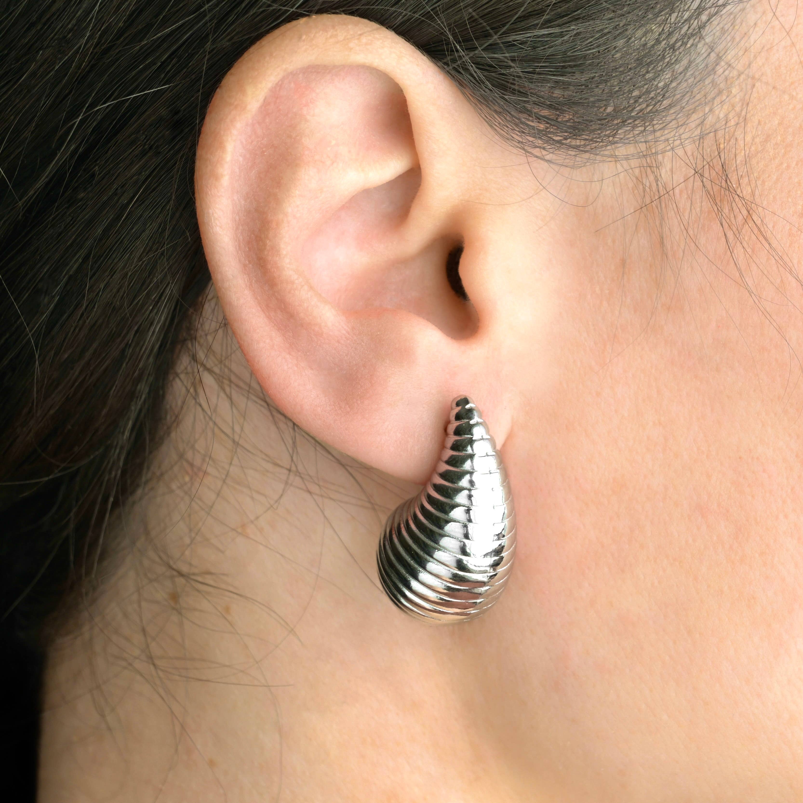 Chunky Hollow Drop Earrings- Lightweight Tear Drop Studs