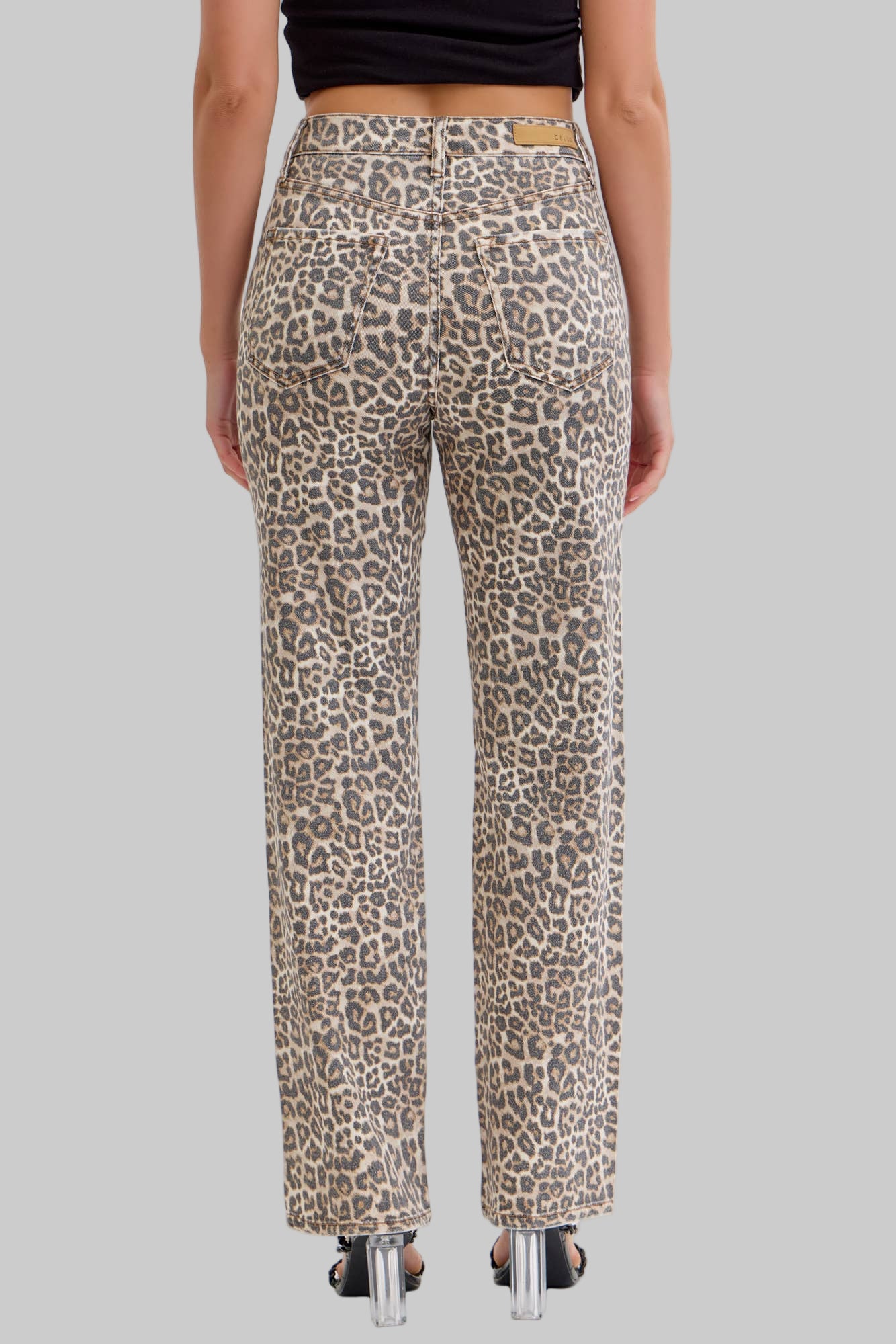 Cello Leopard Super High Rise Dad Jean