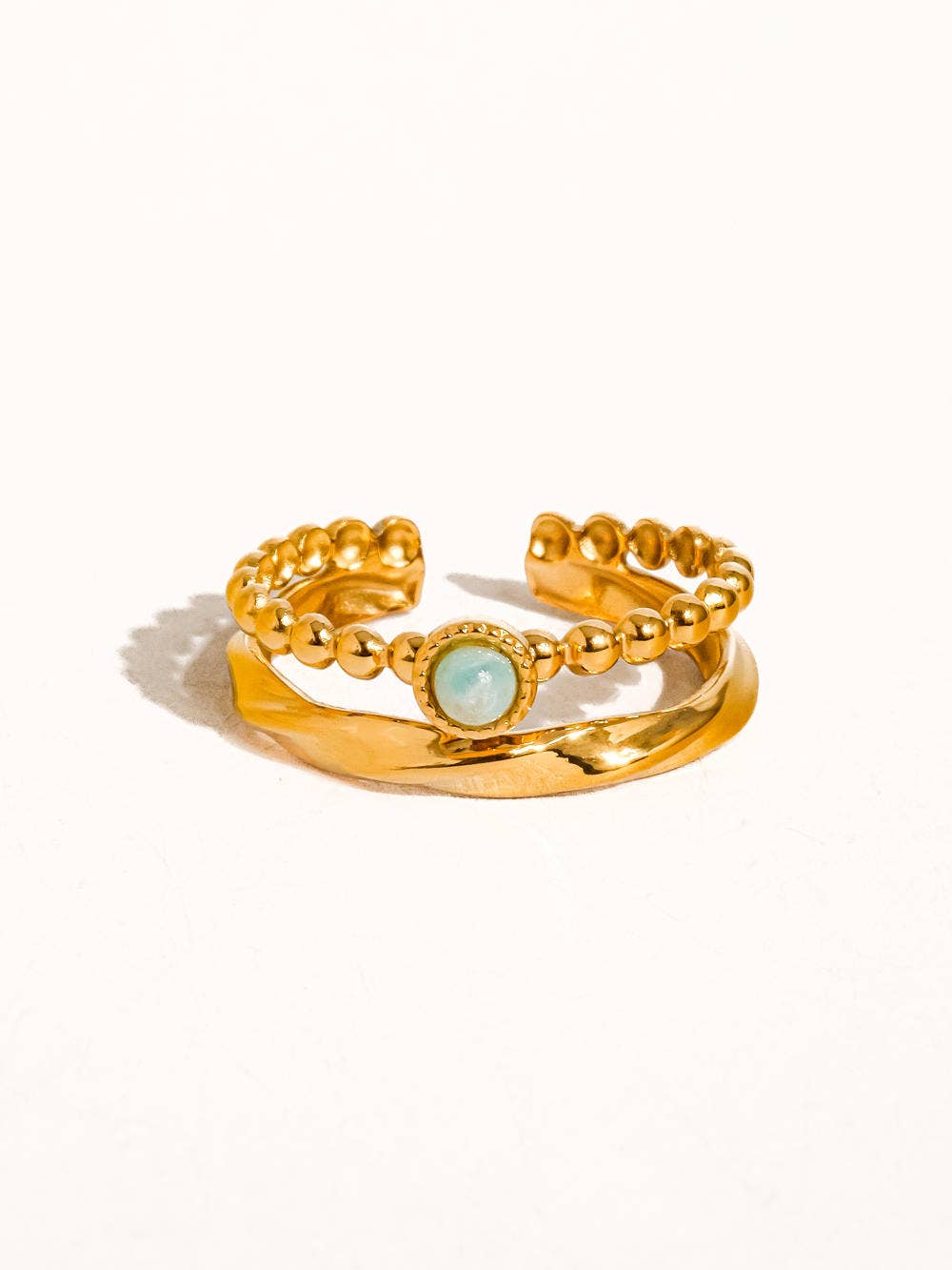 Lindy 18K Gold Non-Tarnish Layered Stone Ring