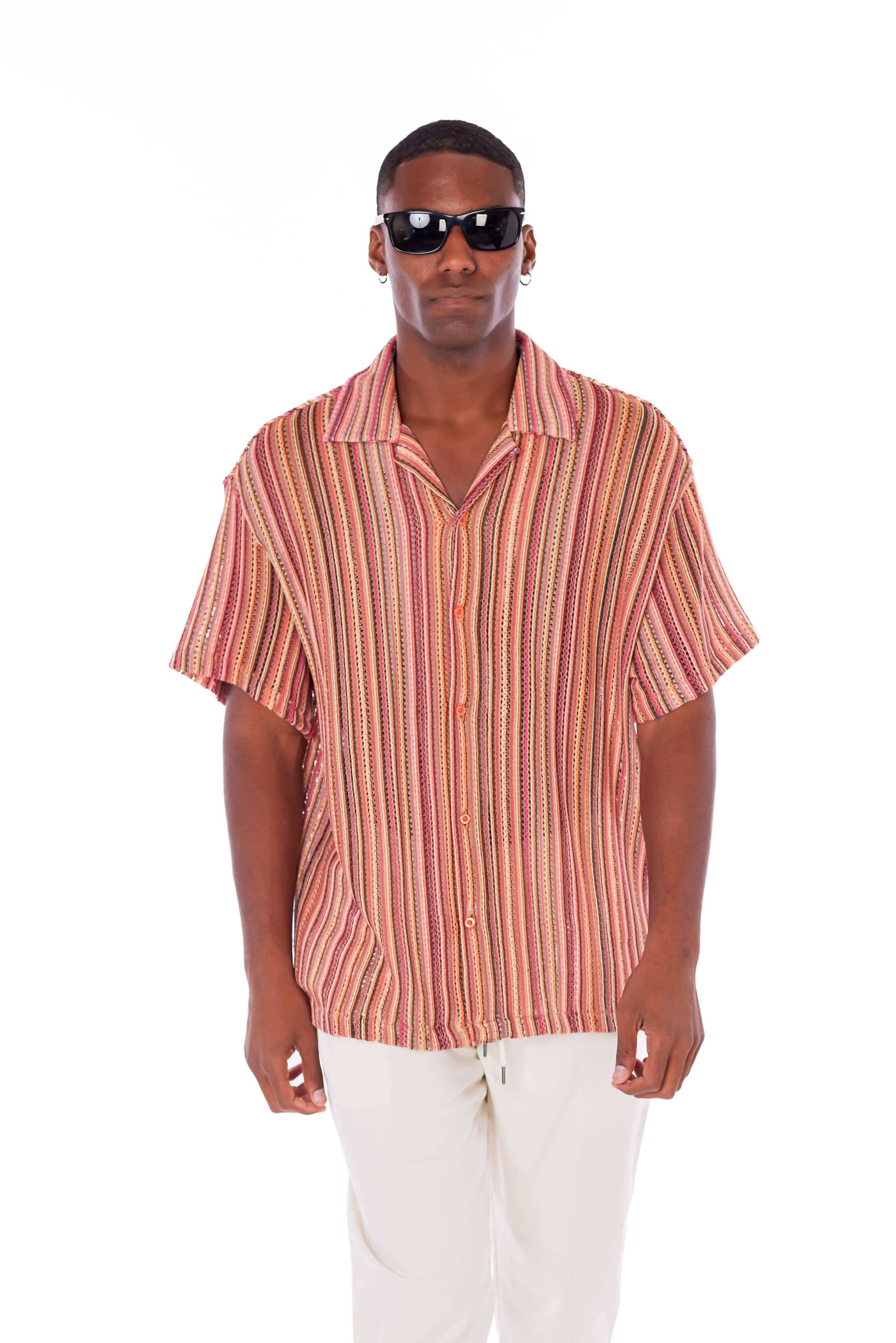 Men's Crochet Short Sleeve Shirt
