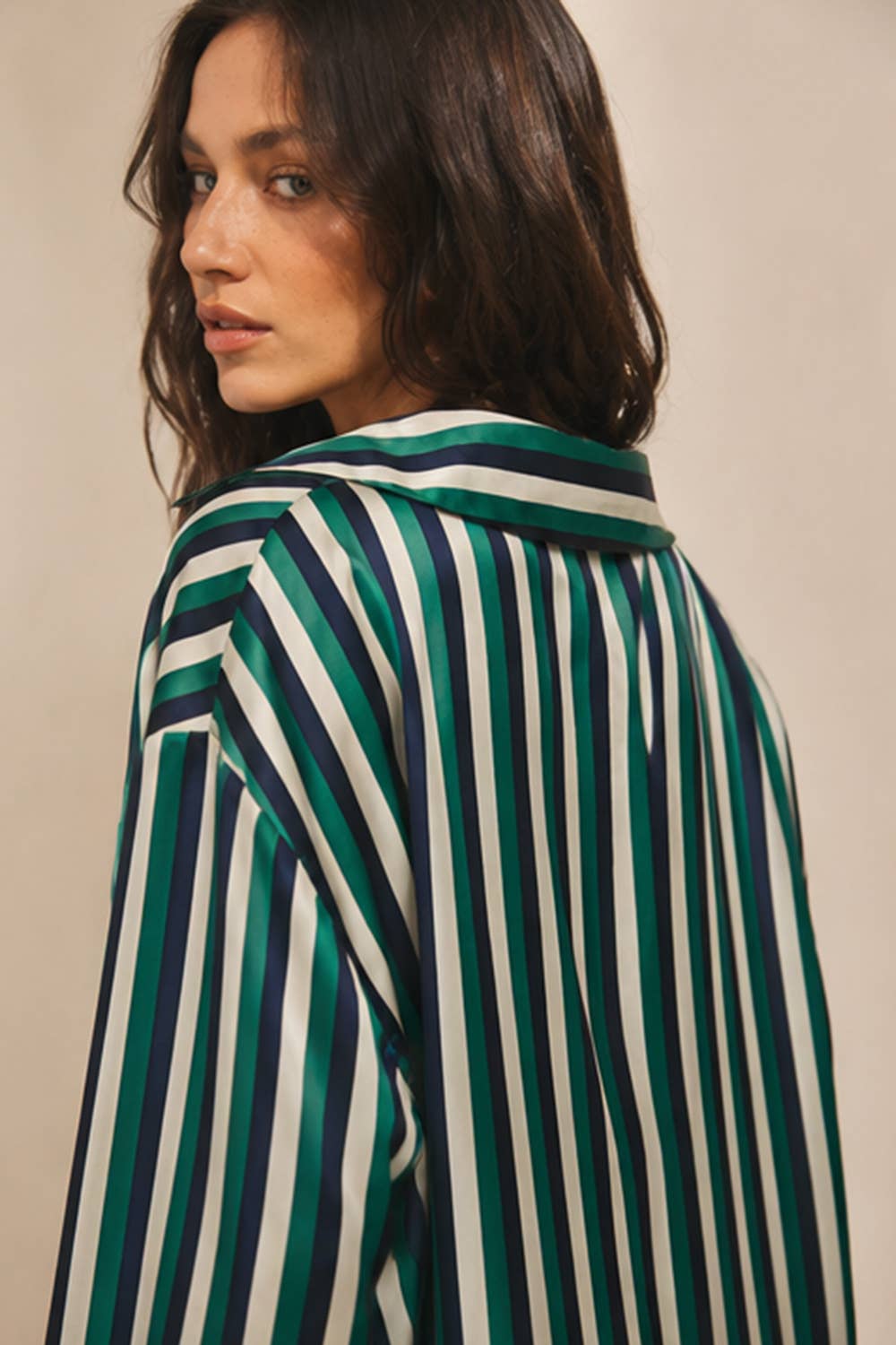 Oversized Striped Satin Shirt
