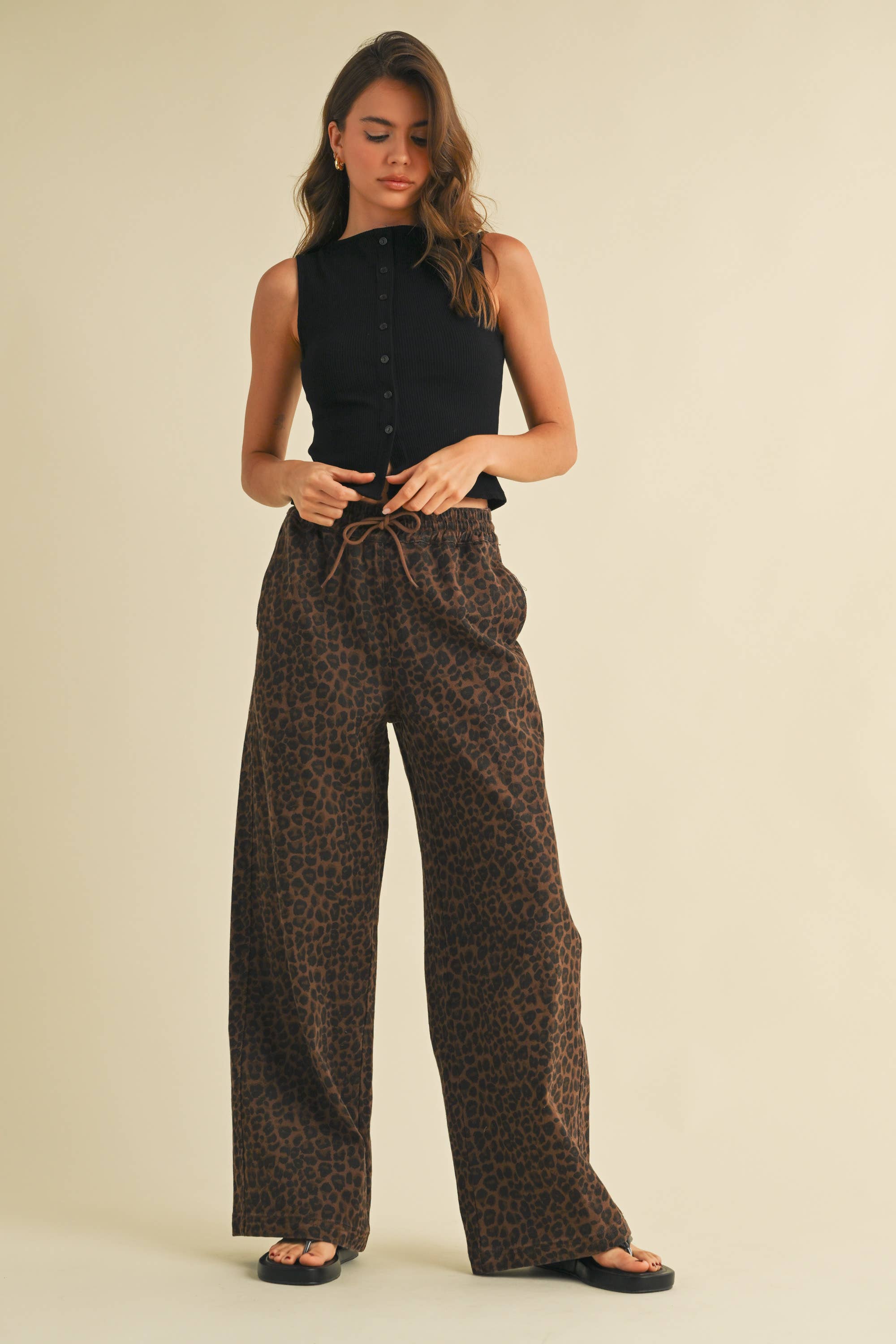 Leopard Print Denim Track Pant
