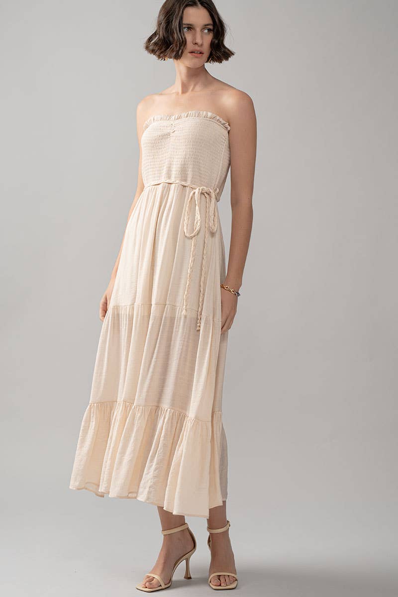 Smocked Tiered Ruffle Maxi Dress