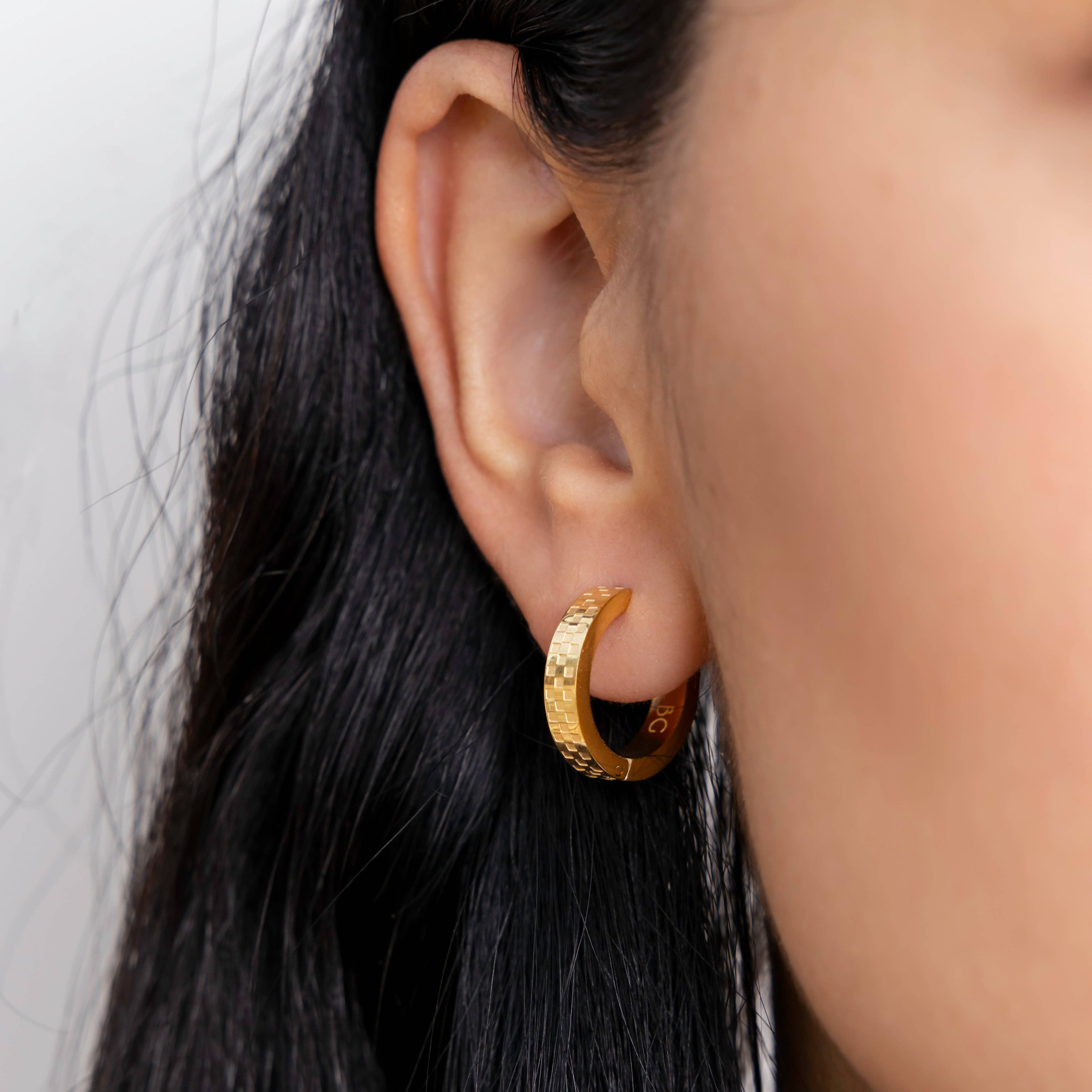 Chess Gold Hoop Earrings