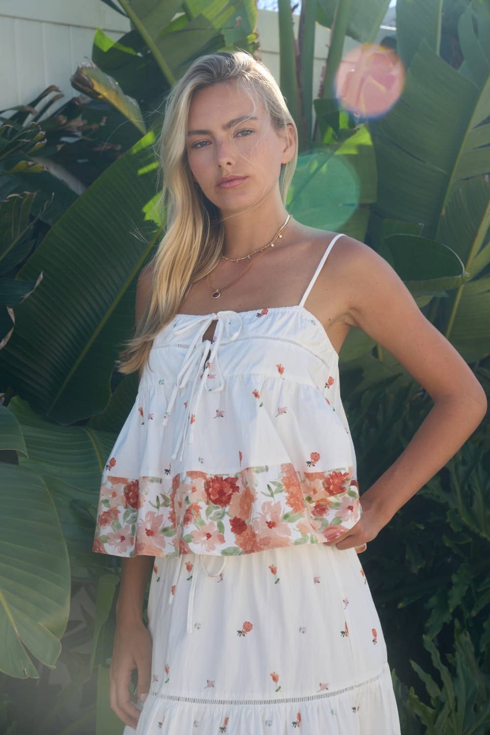 Ivory Floral Cami/Skirt Set