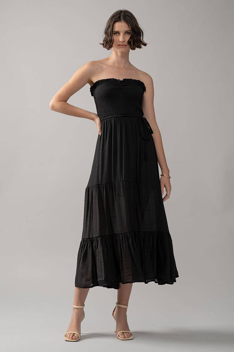 Smocked Tiered Ruffle Maxi Dress