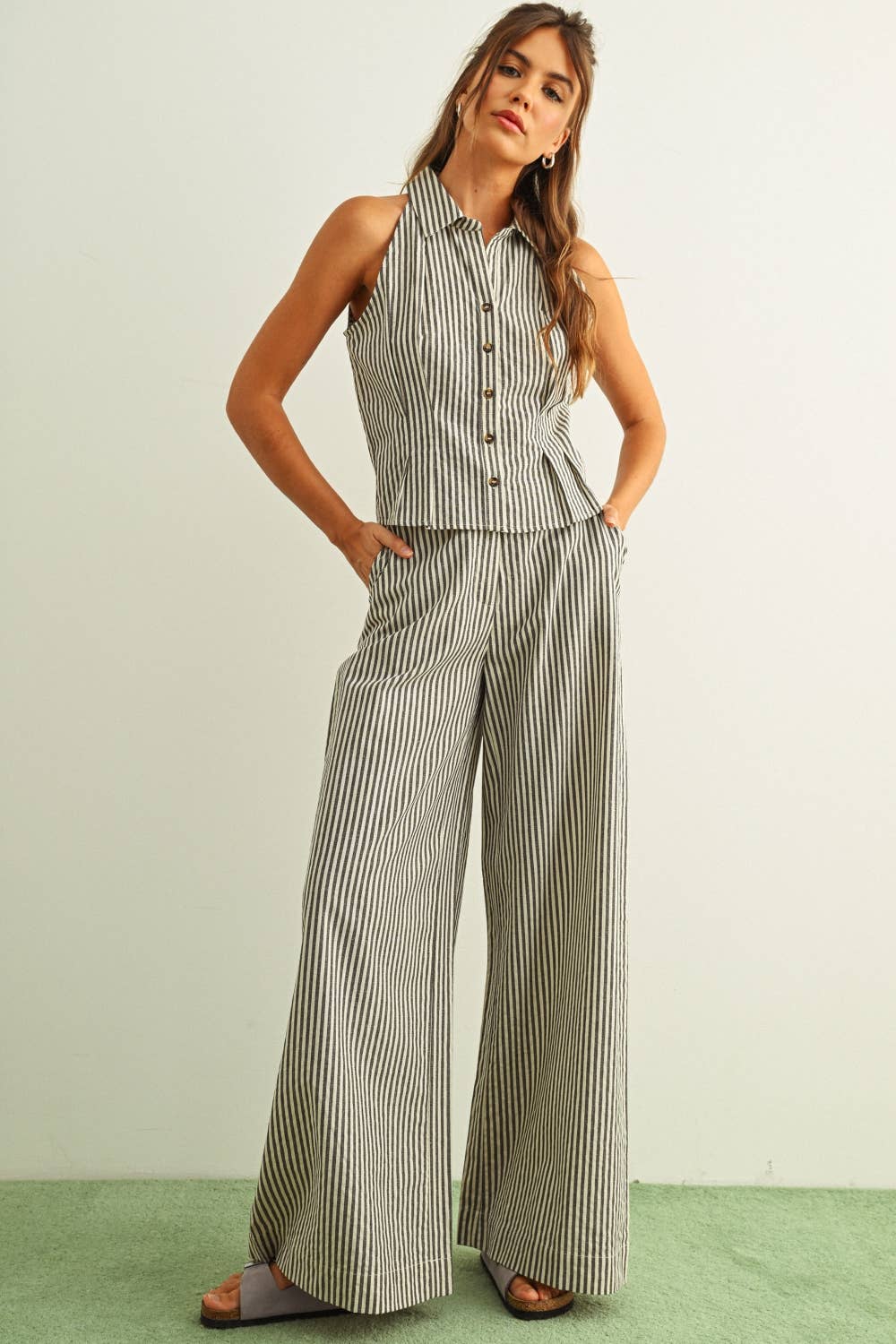 Striped Wide Leg Trouser