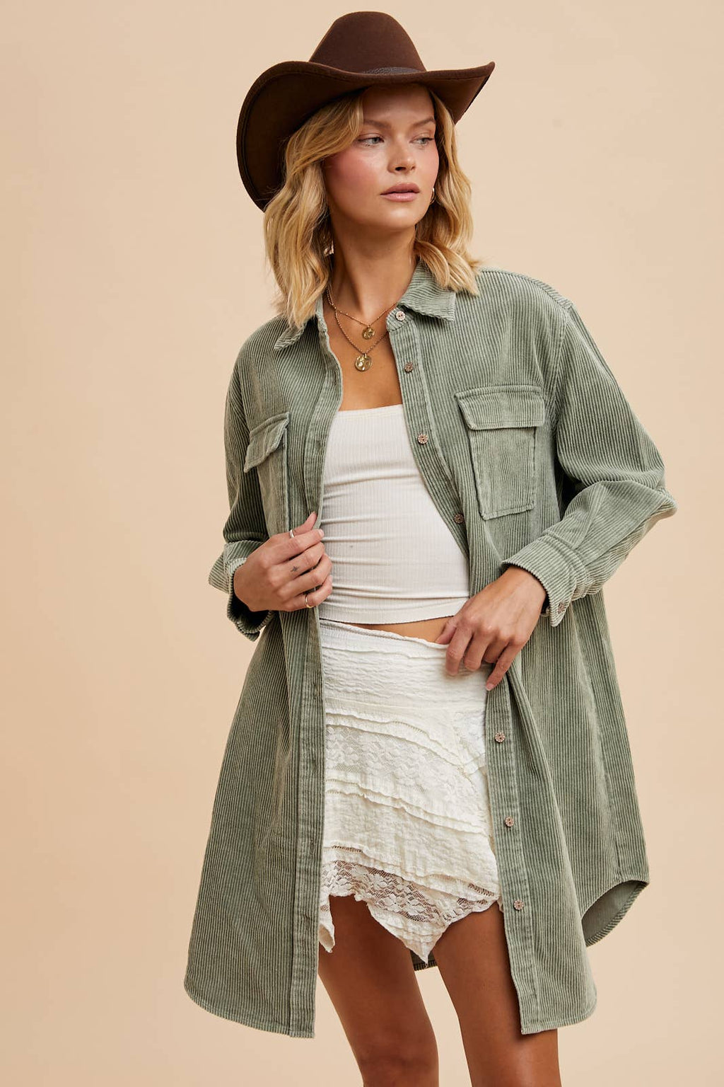 Garment Washed Corduroy Duster