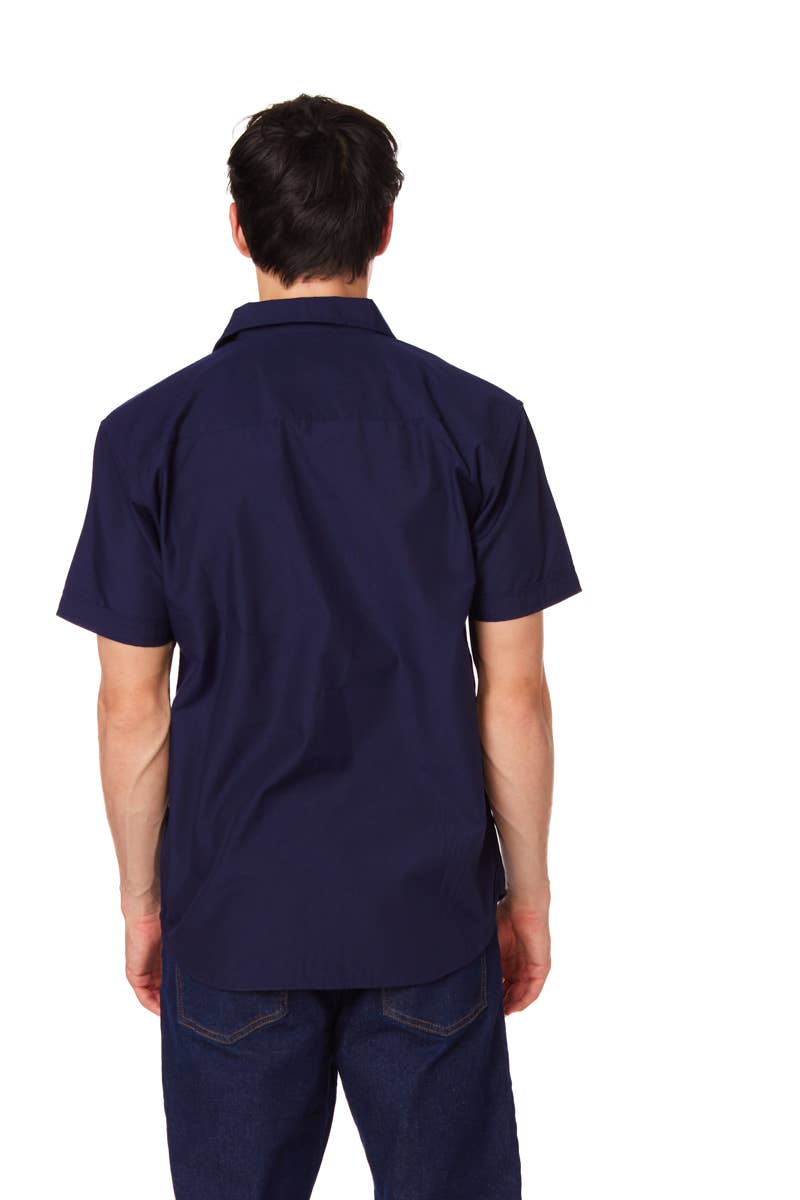 Men's Solid Chambray Cotton Short Sleeve Shirt