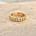 Puffy Ribbed Ring - Wide Gold Puffed Ring