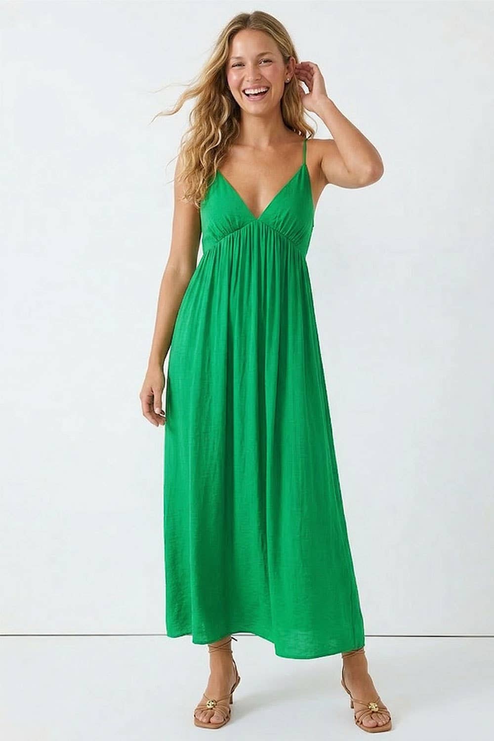 Open Back  V-Neck Maxi Dress
