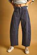 Pinstriped Barrel Pant