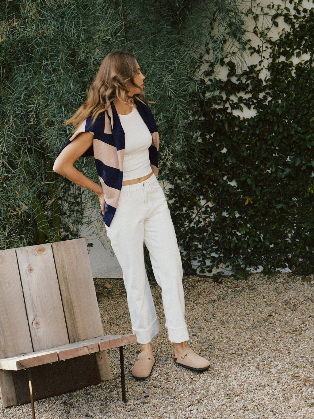 White Cuffed Jean