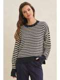 Relaxed Fit Textured Mix Stripe Crewneck Sweater