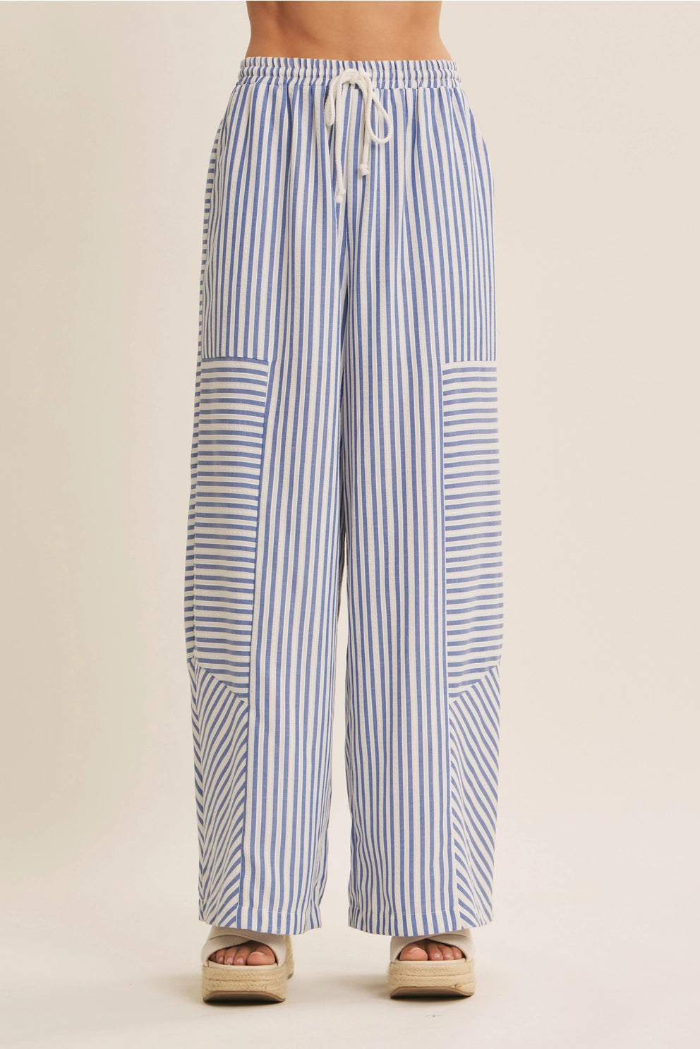 Textured Strip Wide Leg Pants