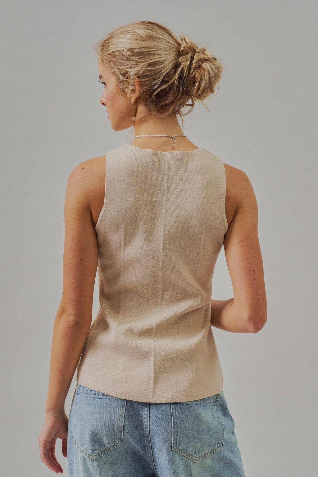 Button-Front Sweater Vest
