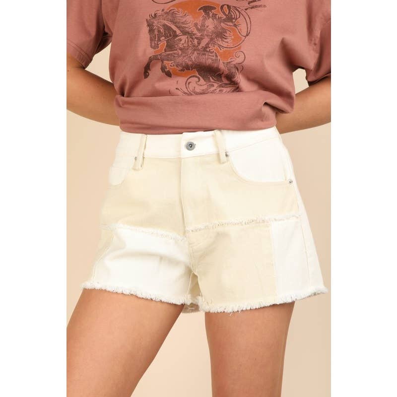 Soft Washed Color Block Casual Shorts