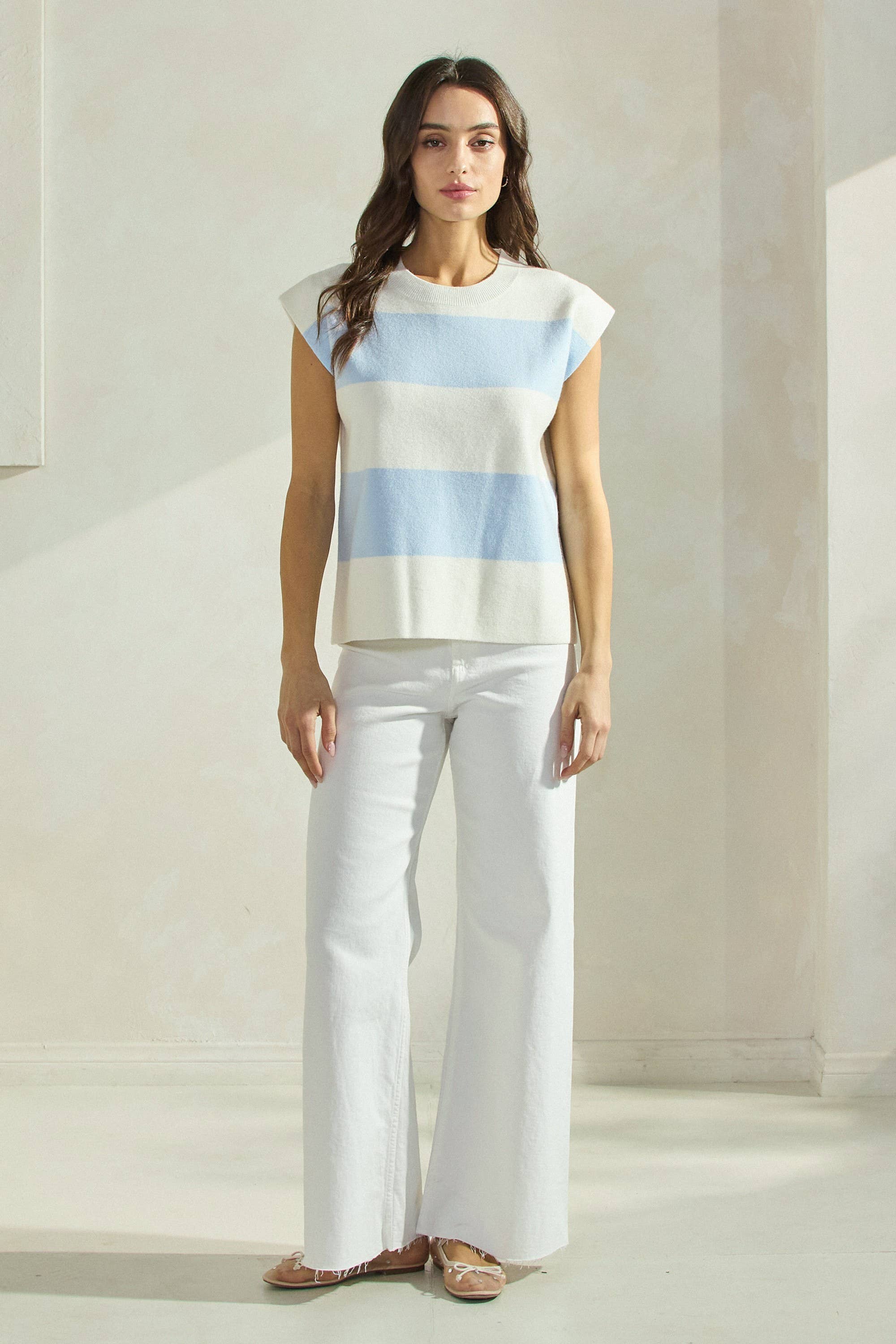 Striped Sleeveless Knit Top