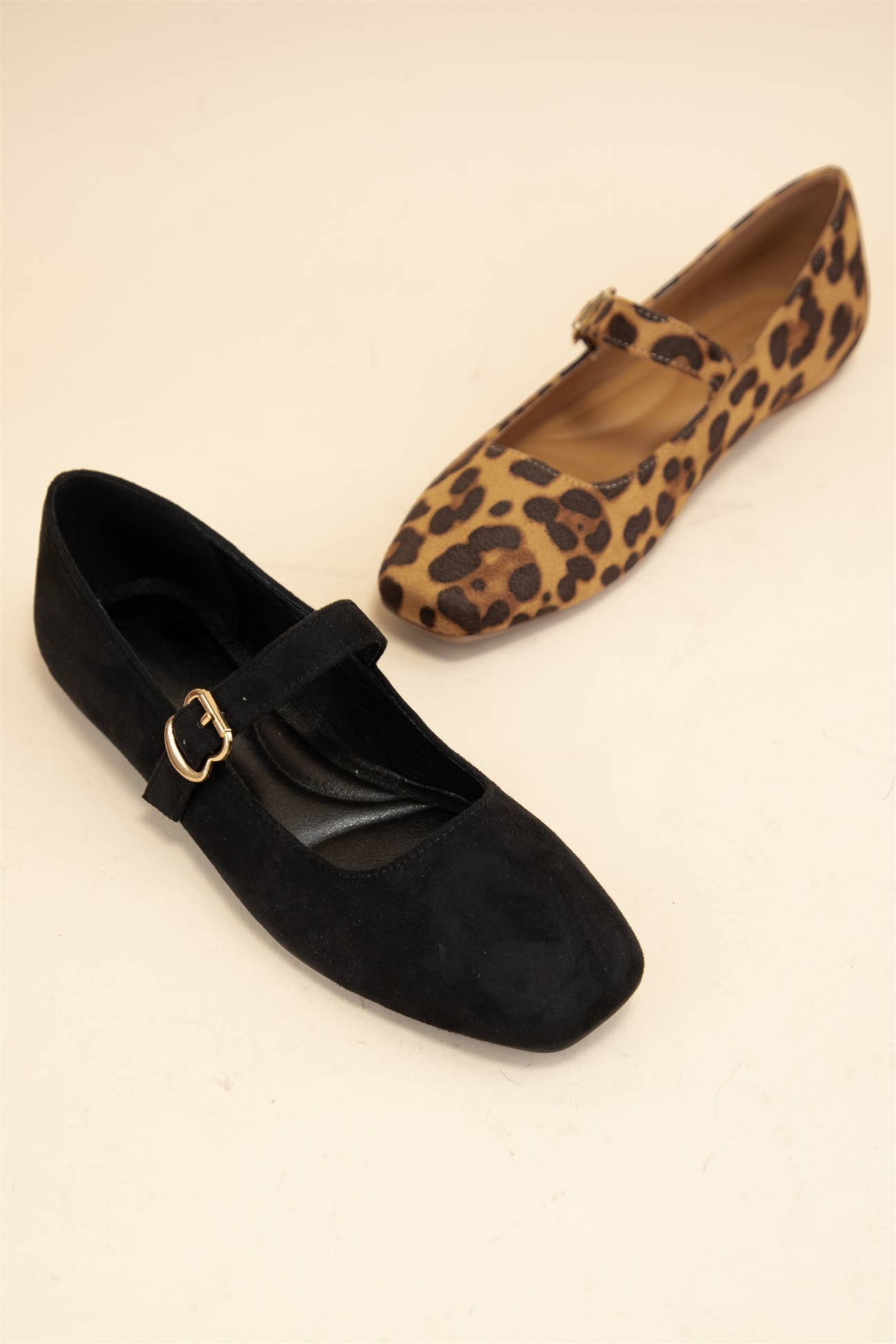 Charlotte Buckled Strap Square Toe Mary Jane Flats