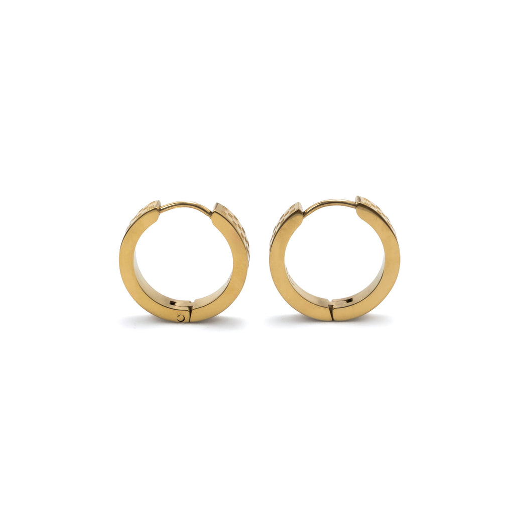 Chess Gold Hoop Earrings