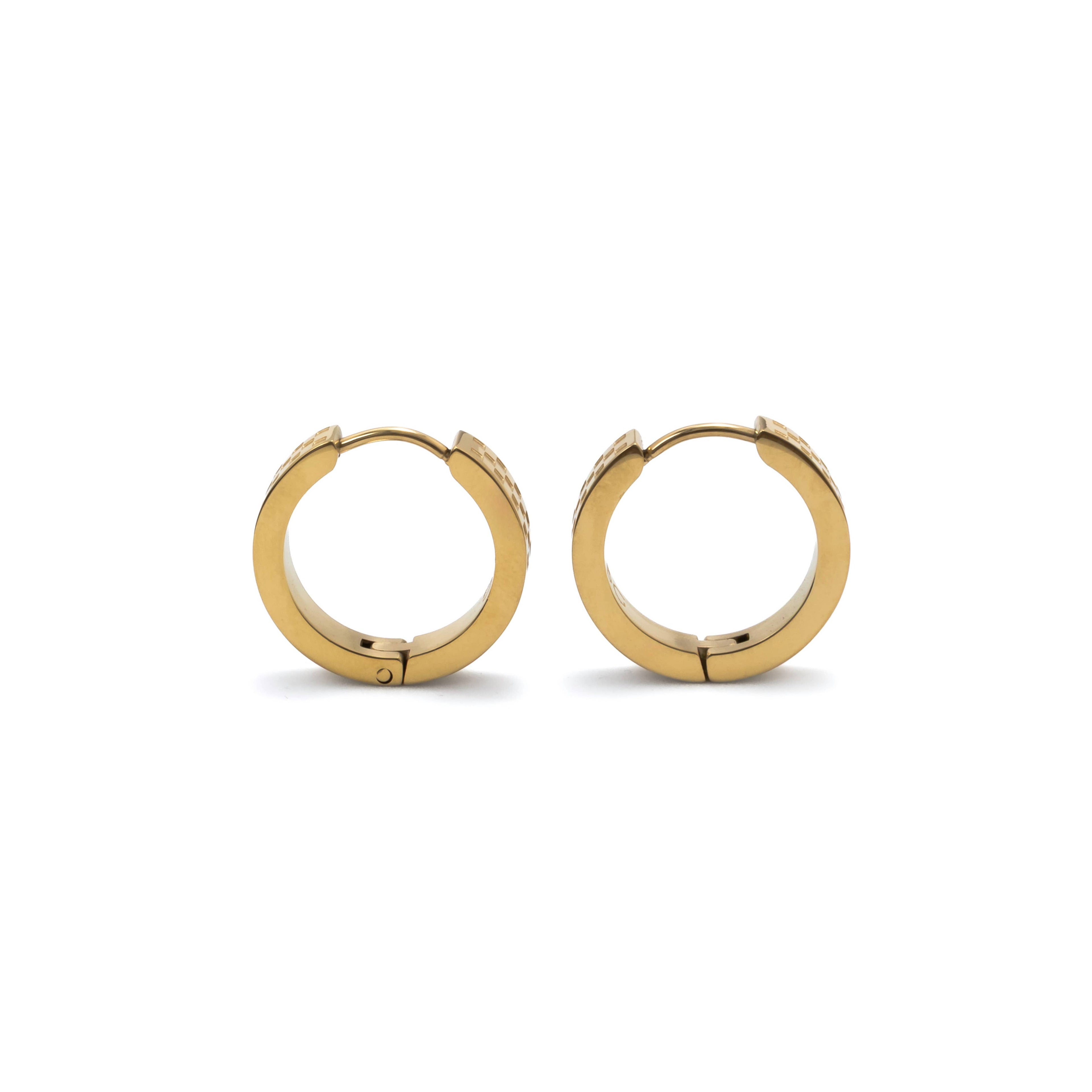 Chess Gold Hoop Earrings