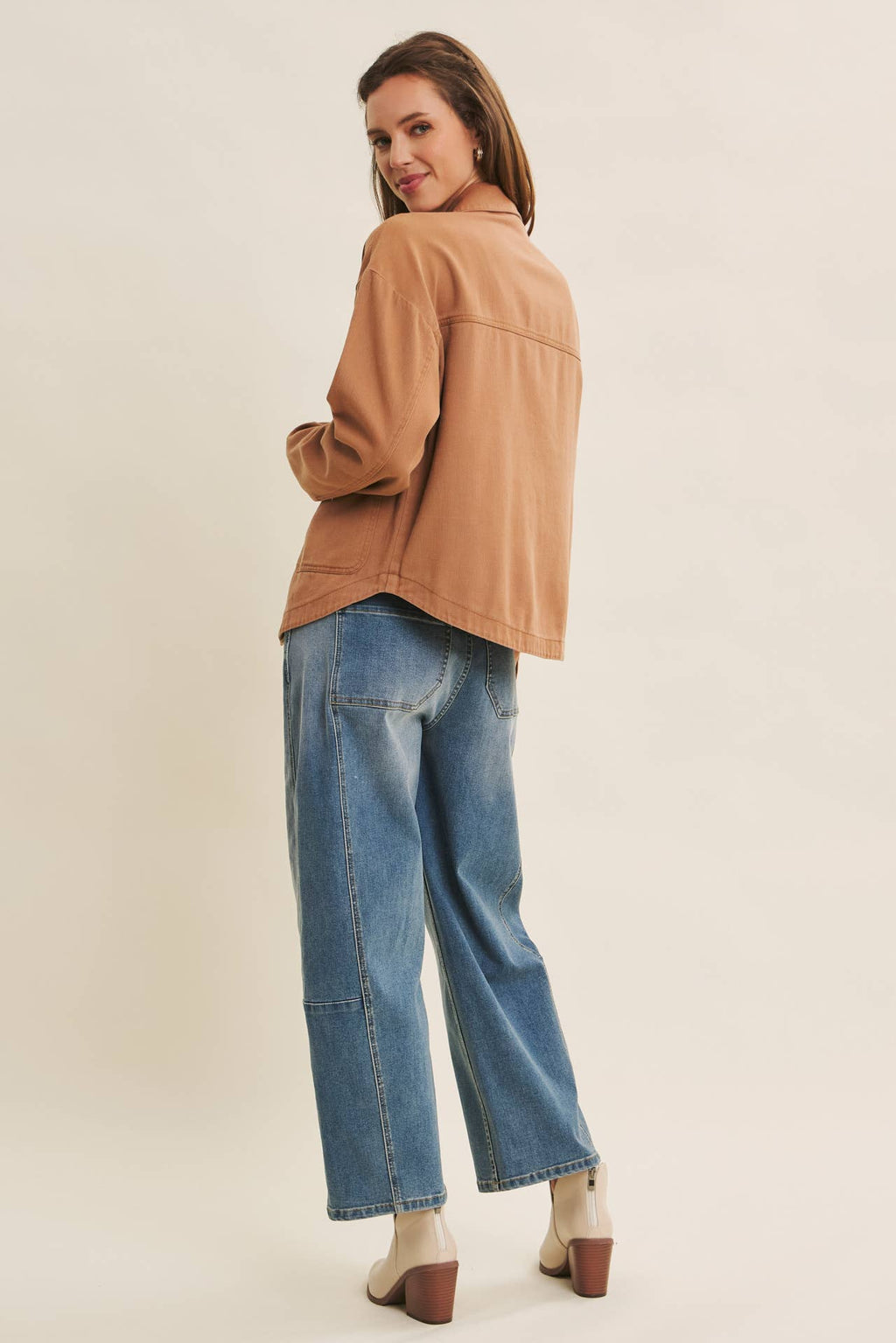 Washed Cotton Twill Utility Jacket In Oversized Fit