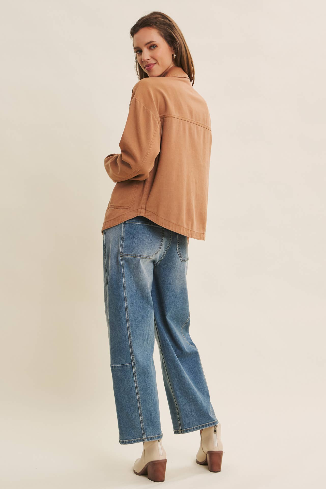 Washed Cotton Twill Utility Jacket In Oversized Fit