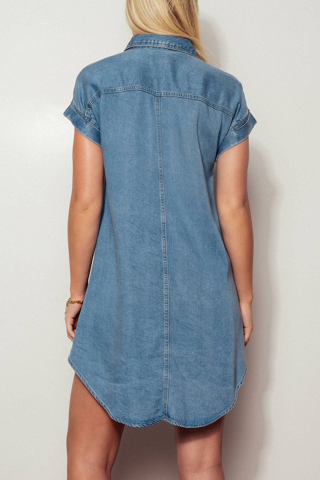 Relaxed Button-Down Pocket Western Denim Mini Dress