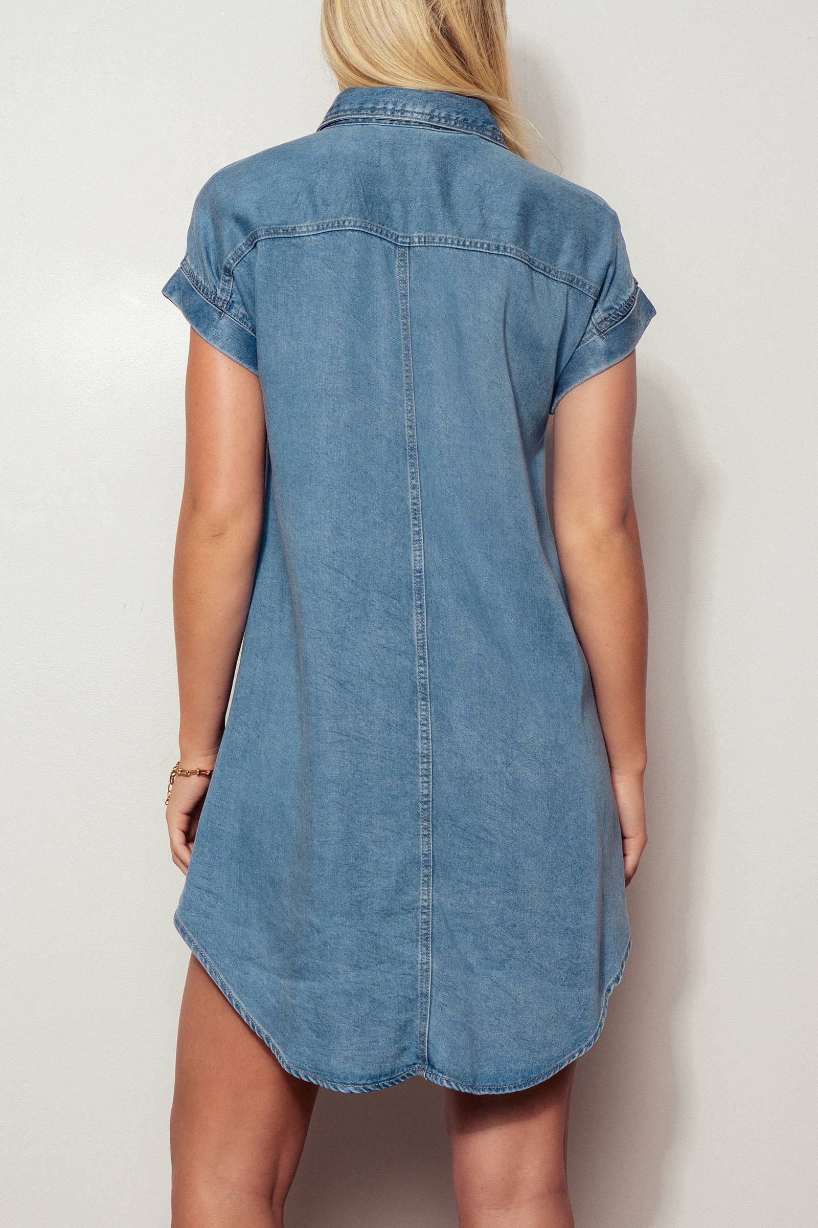 Relaxed Button-Down Pocket Western Denim Mini Dress