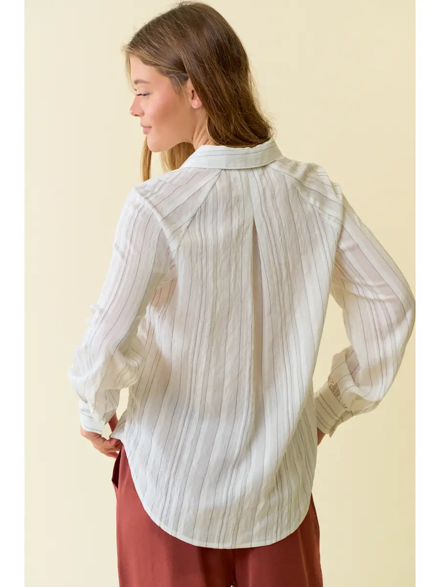 Striped Raglan Button Down