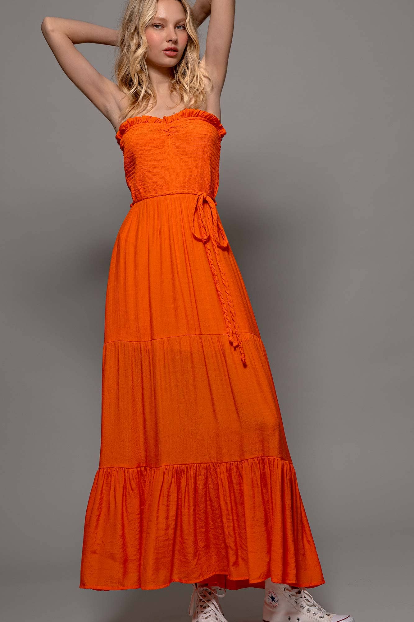 Smocked Tiered Ruffle Maxi Dress
