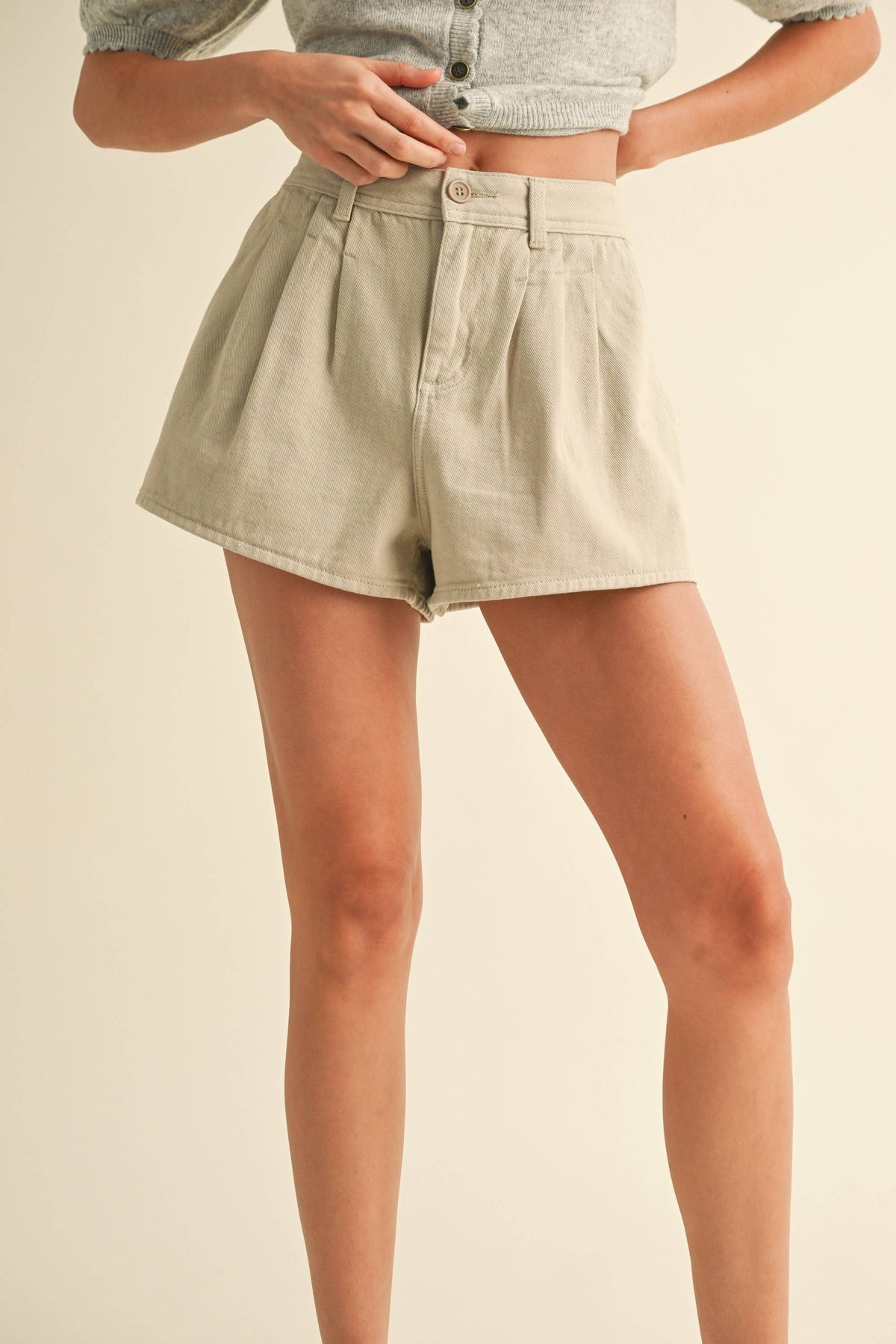 Pleated Front Detail Shorts