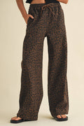 Leopard Print Denim Track Pant