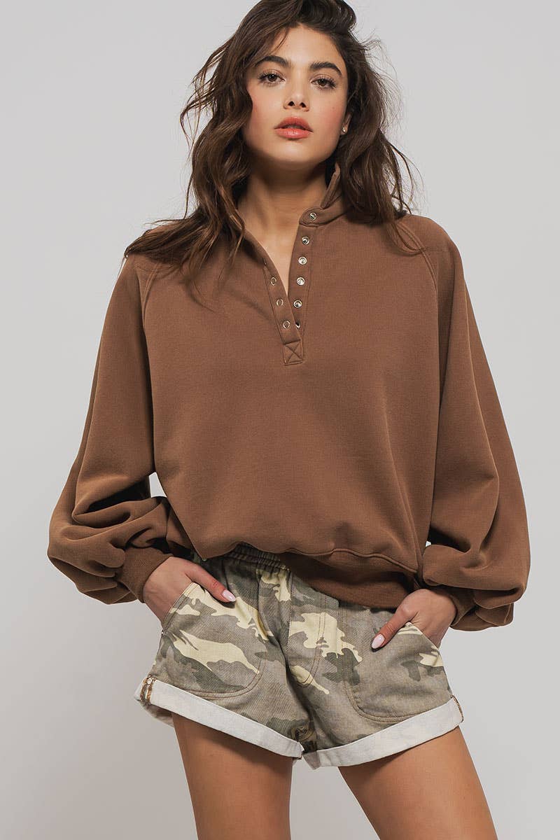 Spring Elastic Waist Cuffed Print Shorts