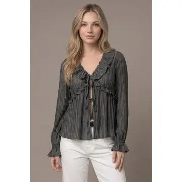 Ruffle Tie Front Blouse