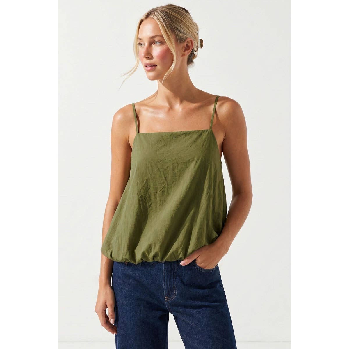 Billowy Cami Top With Bubble Hem