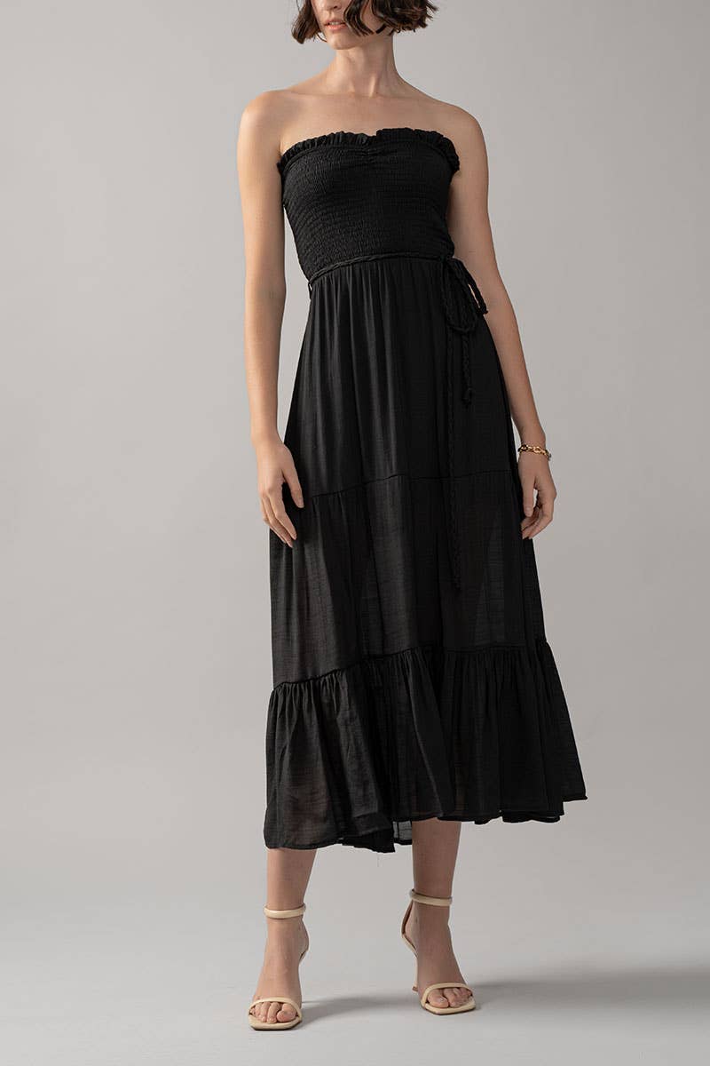 Smocked Tiered Ruffle Maxi Dress