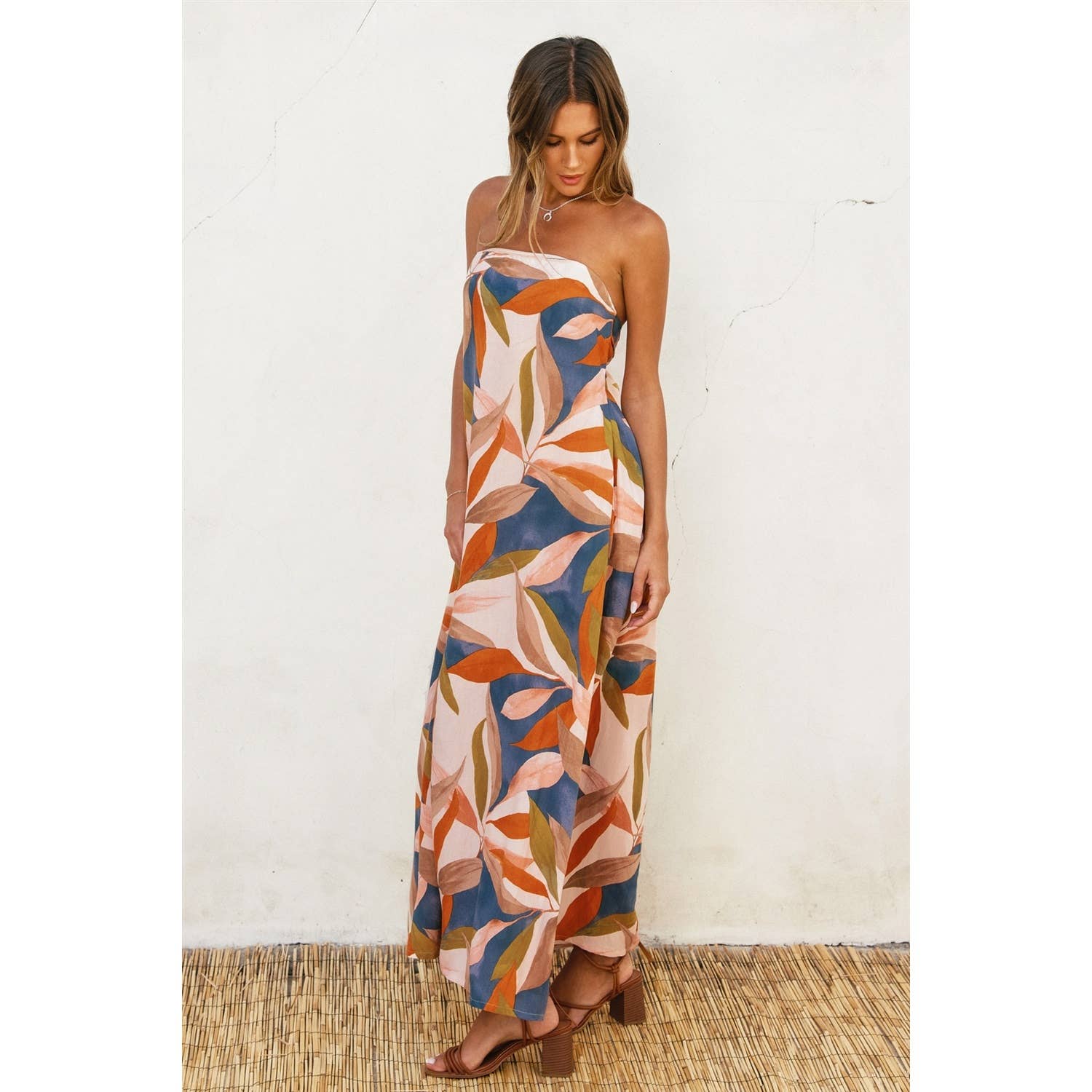 Strapless Tie Back Maxi Dress