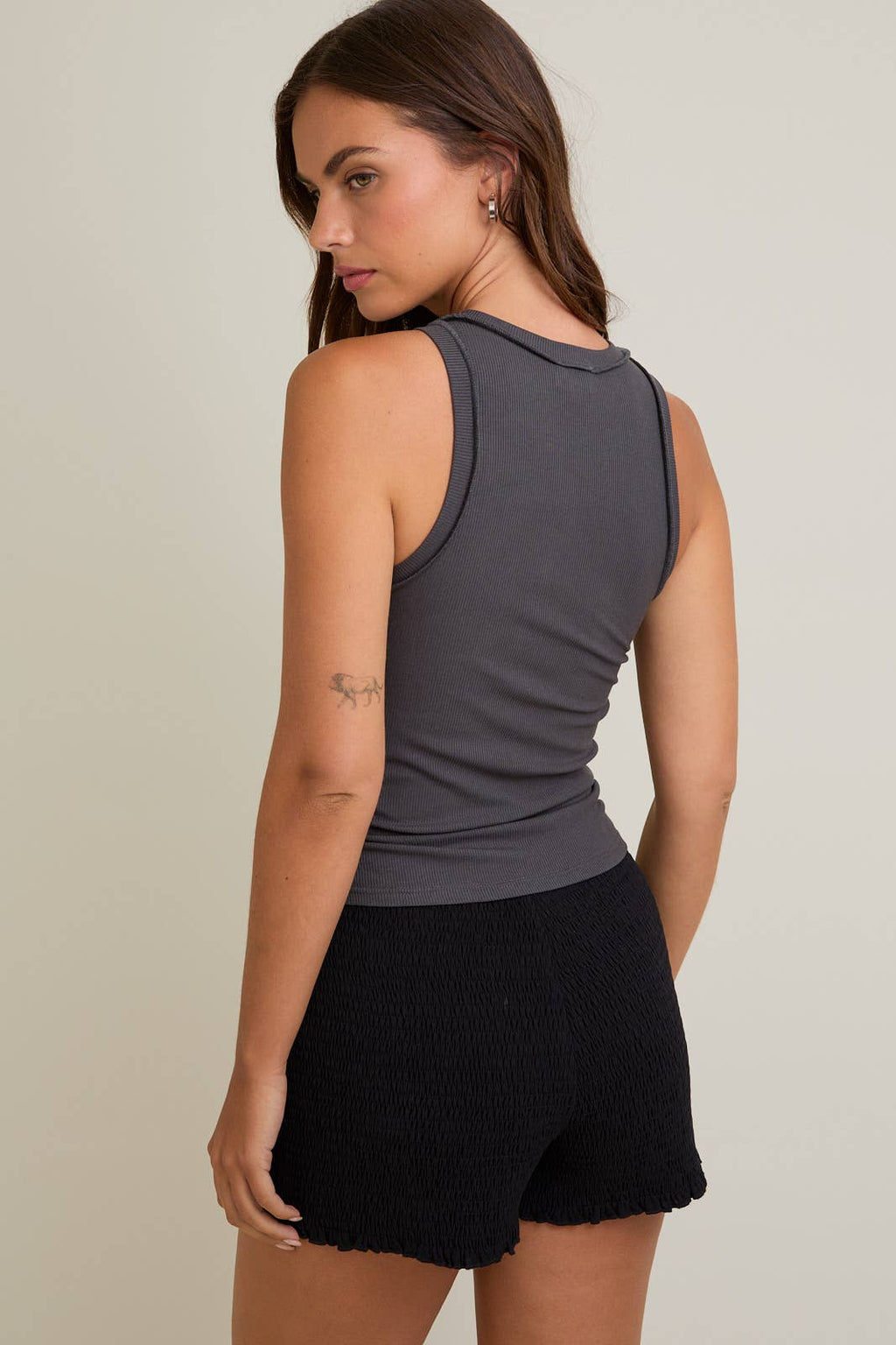 Round Neck Inside Out Ribbed Tank