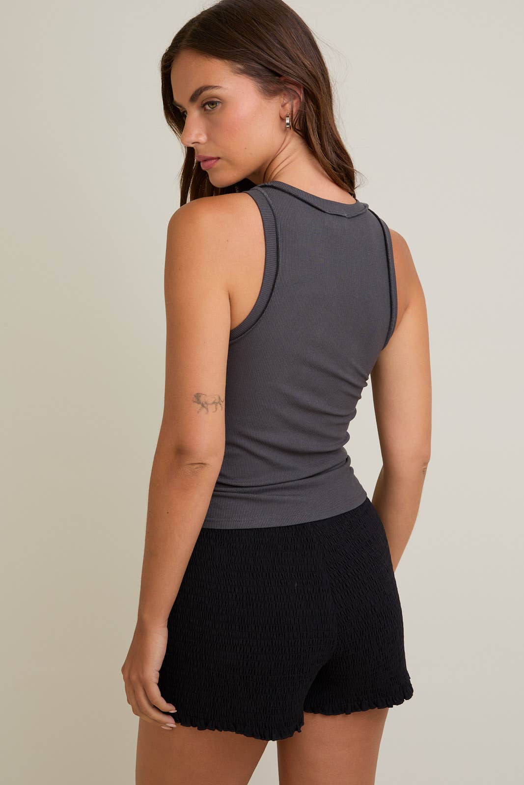 Round Neck Inside Out Ribbed Tank