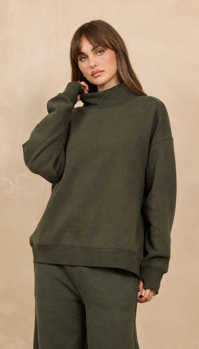 Army Olive Soft Surf Wash Mockneck SS